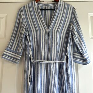 Linen Striped Midi Dress / Cover Up